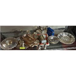 LOT OF MISC. SILVERWARE - 2 TRAYS W/ HANDLES,