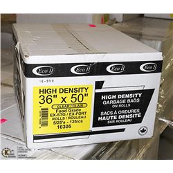 CASE WITH 125 36"X50" CLEAR FOOD GRADE GARBAGE