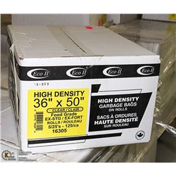 CASE WITH 125 36"X50" CLEAR FOOD GRADE GARBAGE