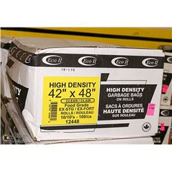 CASE OF 100 42"X48 CLEAR FOOD GRADE GARBAGE BAGS