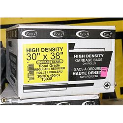 CASE OF 400 30"X38" CLEAR FOOD GRADE GARBAGE BAGS