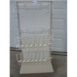 PEGBOARD RACK (2 Ft X 4 1/2 Ft) with wire shelfs and display & 2 solid metal shelfs - Used in Scrapb