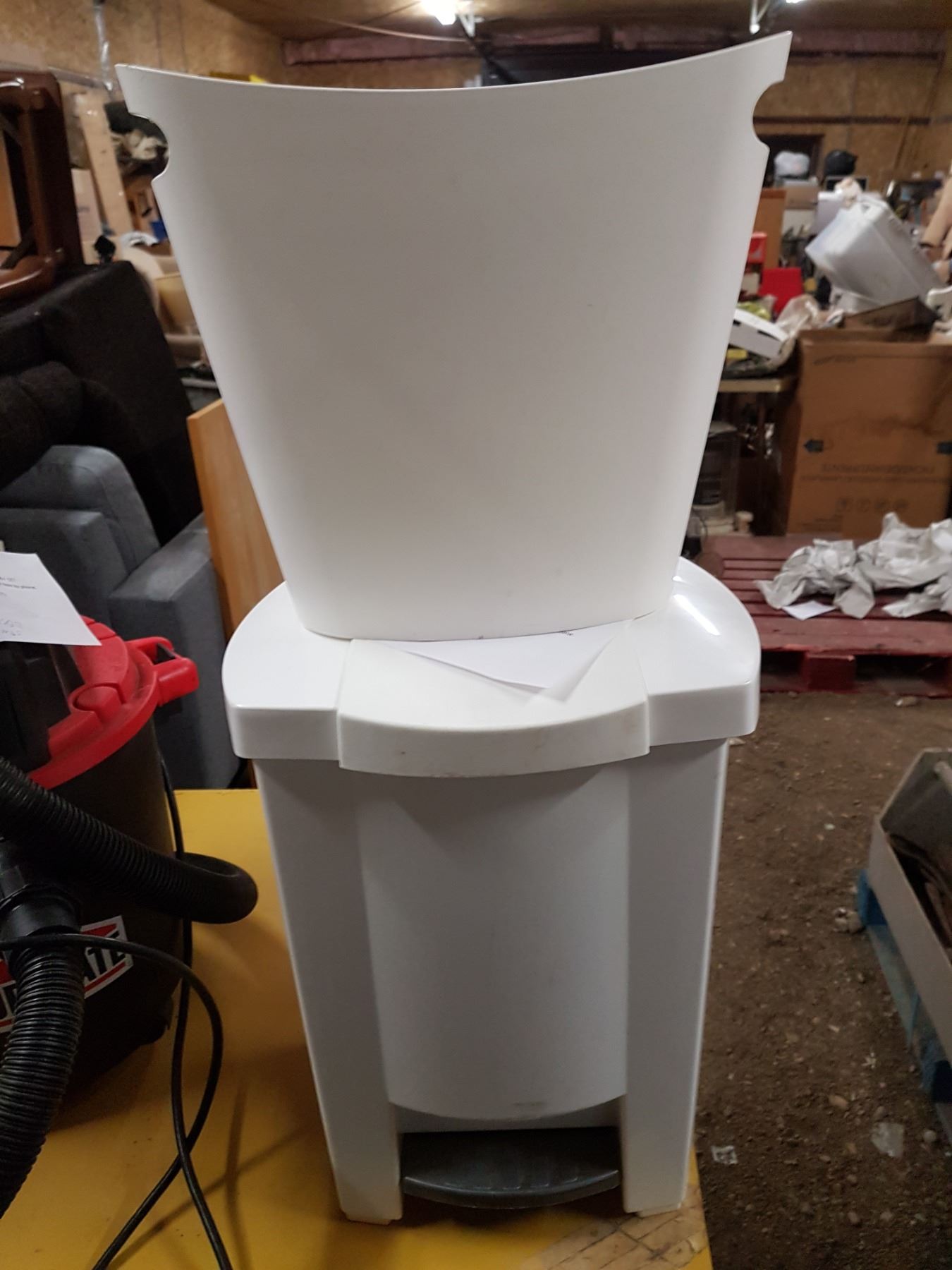 Small Shop Vac w/Accessories, Garbage Cans and Bucket