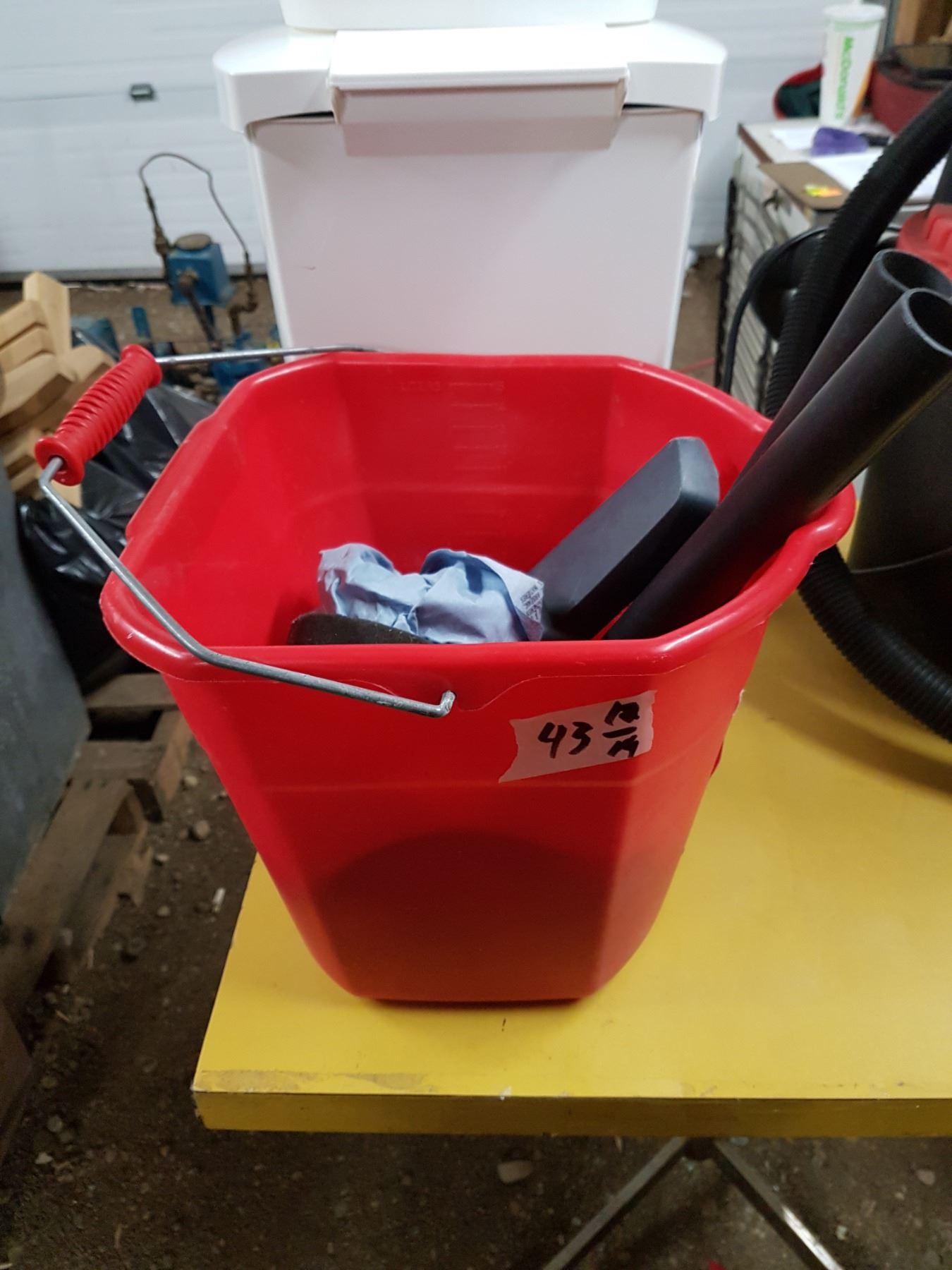 Small Shop Vac w/Accessories, Garbage Cans and Bucket