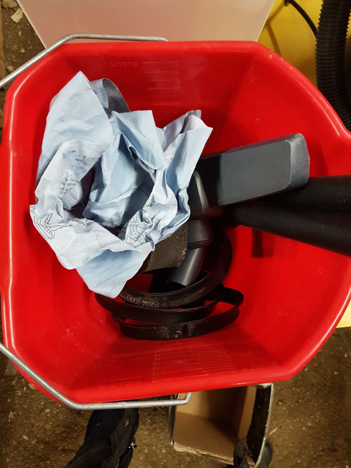 Small Shop Vac w/Accessories, Garbage Cans and Bucket