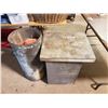 Image 1 : Lot of Metal Box & Can & Charcoal Contents