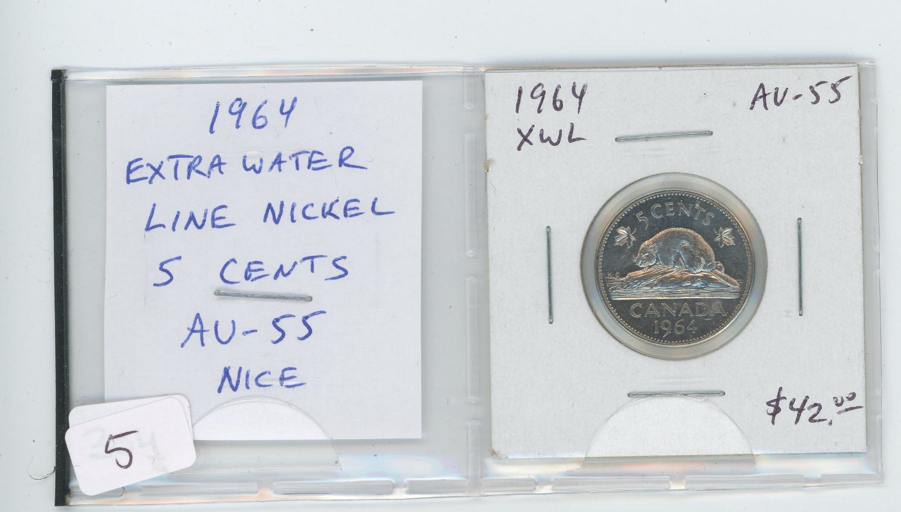 1964 EXTRA WATER LINE NICKEL 5 CENTS. SCARCE VARIETY. AU55. NICE. Schmalz Auctions 1964 EXTRA WATER LINE NICKEL 5 CENTS. SCARCE VARIETY. AU55. NICE. Schmalz Auctions