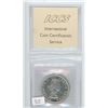Image 1 : 1957 1 WATERLINE SILVER DOLLAR. ICCS-CERTIFIED MS-62. BRIGHT WHITE.