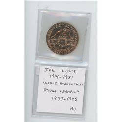 JOE LOUIS LARGE BRONZE MEDAL. LOUIS WAS THE WORLD HEAVYWEIGHT BOXING CHAMPION FROM 1937 TO 1948. BU.