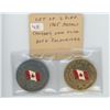 Image 1 : LOT OF 2 DIFFERENT 1ARGE 1965 MEDALS THAT CELEBRATE CANADA’S NEW FLAG. BOTH ARE COLOURIZED. BOTH UNC