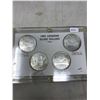 Image 1 : SET OF 4 1965 CANADIAN SILVER DOLLARS. INCLUDES TYPES 1, 2, 3 & 4. ALL COINS UNC. HOUSED IN CUSTOM H