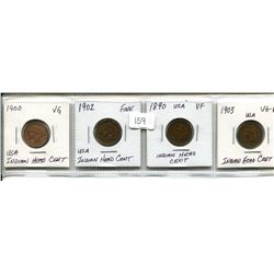 LOT OF 4 INDIAN HEAD CENTS