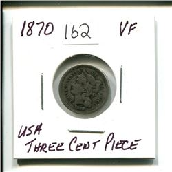 1870 USA THREE CENT COIN