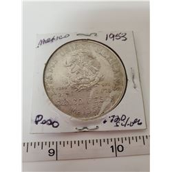 1953 MEXICO .720 SILVER PESO