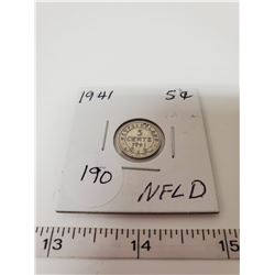 1941 NEWFOUNDLAND 5¢ FIVE CENT