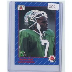 RITCHIE HALL, SASKATCHEWAN ROUGHRIDERS DB, CFL FOOTBALL CARD. 1991 AW SPORTS. GEM UNC.