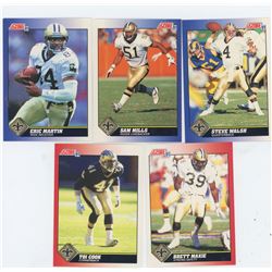 LOT OF 5 NEW ORLANS SAINTS, NFL FOOTBALL CARDS. INCLUDES STEVE WALSH, SAM MILLS & ERIC MARTIN. 1991 