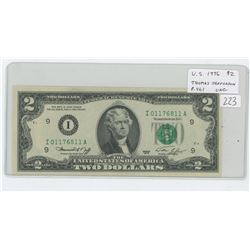 U.S BICENTENNIAL 1976 $2 NOTE. THOMAS JEFFERSON. P-461. UNC