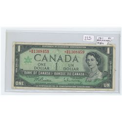CANADA 1967 $1 REPLACEMENT NOTE. *B/M PREFIX. BEATTIE-RASMINSKY SIGNATURES. VF
