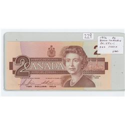 1986 $2 NOTE. BONIN-THIESSEN SIGNATURES. EGS PREFIX. BC-55C-I. UNC.