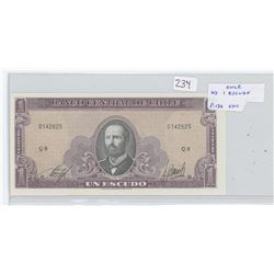 CHILE. ND. 1 ESCUDO. FOUNDING OF SANTIAGO, THE CAPITAL. P-136. UNC.