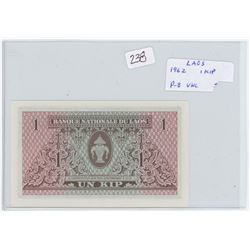 LAOS. 1962 1 KIP. ELEPHANTS. P-8. UNC.