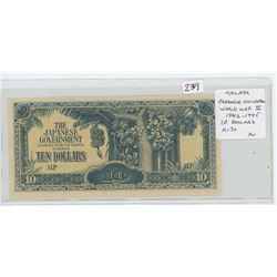 MALAYA. JAPANESE OCCUPATION DURING WORLD WAR II. 1942-1945 $10 NOTE. M-7C. AU.