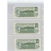 Image 2 : LOT OF 3 CANADIAN 1973 $1 NOTES WITH CONSECUTIVE SERIAL NUMBERS. CROW-BOUEY SIGNATURES, BAE PREFIX. 
