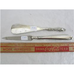 2 STERLING HANDLED ITEMS SHOE HORN AND NAIL FILE