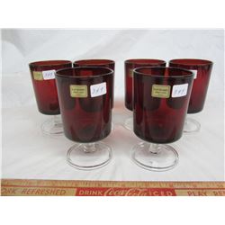6 RUBY RED TUMBLERS 4 INCH MADE IN FRANCE NO DAMAGE