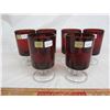 Image 1 : 6 RUBY RED TUMBLERS 4 INCH MADE IN FRANCE NO DAMAGE
