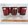 Image 2 : 6 RUBY RED TUMBLERS 4 INCH MADE IN FRANCE NO DAMAGE