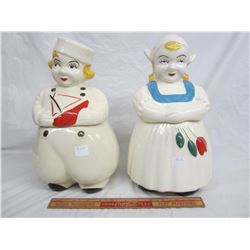 PAIR OF DUTCH BOY AND GIRL COOKIE JARS