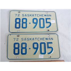 PAIR OF 1972 SASKATCHEWAN LICENSE PLATES