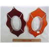 Image 1 : 2 STAINED GLASS AND ETCHED HANGING PANELS12 X8 INCHES