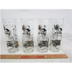 4 BRITISH AMERICAN OIL ADVERTISING 12 OZ. TUMBLERS NO DAMAGE