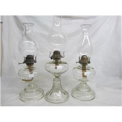 3 ANTIQUE OIL LAMPS COMPLETE NO DAMAGE