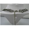 Image 3 : COSTUME JEWELLRY - BLACK STONE IN SILVER TONE SETTING NECKLACE