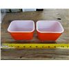 Image 1 : 2 X VINTAGE ORANGE PYREX FRIDGE BOWLS
