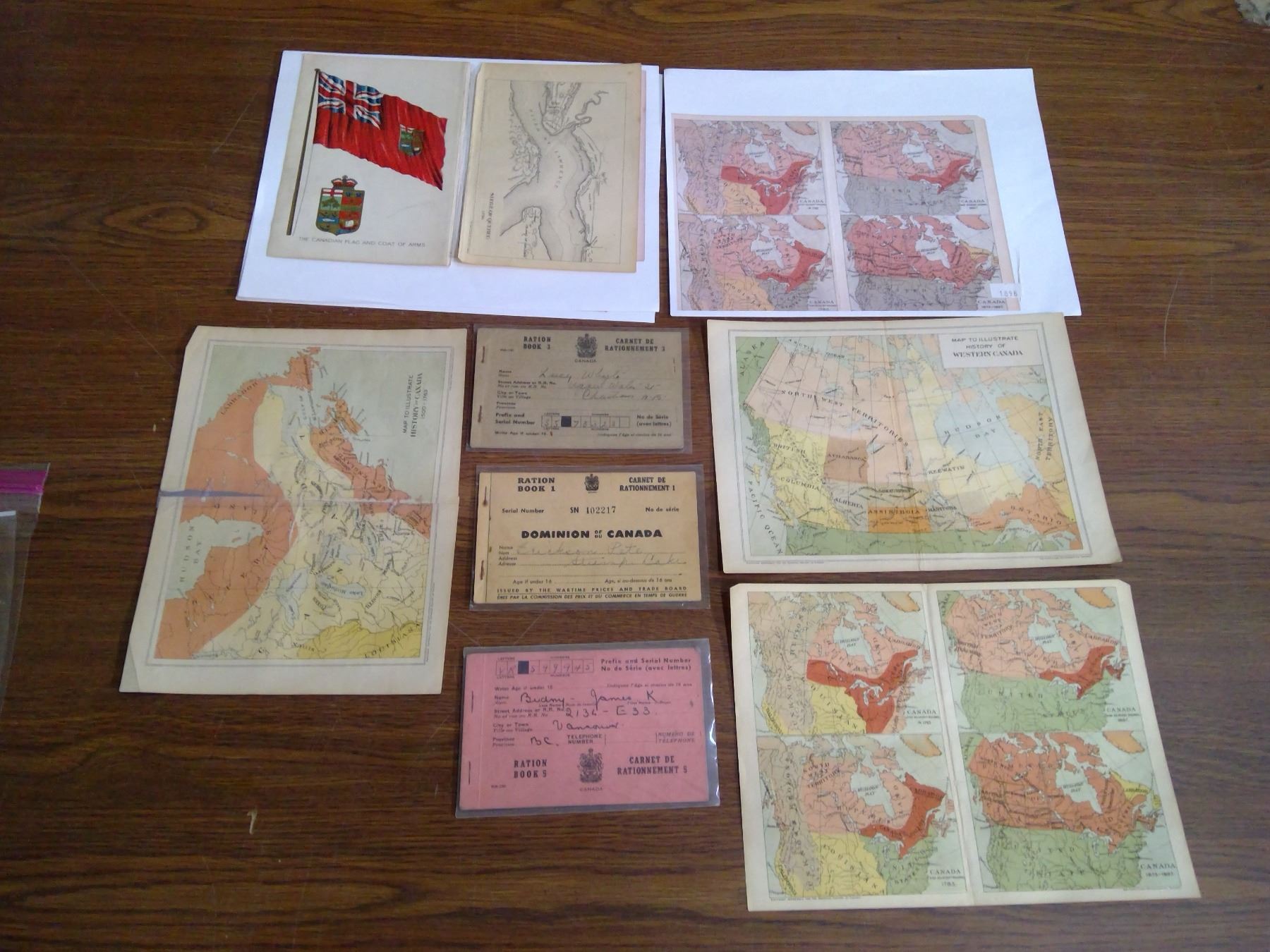 Canadian Ration Books 3 RATION BOOKS, AND VINTAGE CANADIAN MAPS - Schmalz Auctions