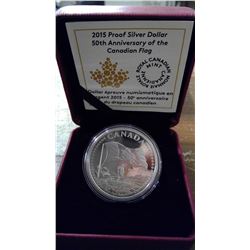 CANADA SILVER DOLLAR 50TH ANNIVERSARY OF THE CANADIAN FLAG