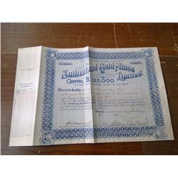 USED STOCK SHARES SUTHERLAND GOLD MINES LONDON UK