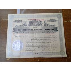 ROCHESTER MINES LIMITED 125 SHARES AT 1$ EA. IN 1915