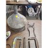 Image 4 : ANTIQUE FUNNEL, CLAMPS, HAIR CUTTERS, CANNING TOOLS AND 40'S TRUCK MIRROR