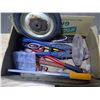 Image 5 : Box of Tools - Pipe Wrenches, Bolt Cutters, Hacksaw, Nuts and Bolts