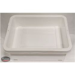 LOT OF 2 NEW 5" DEEP WHITE TOTE BOXES / BUS PANS