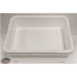 LOT OF 2 NEW 5" DEEP WHITE TOTE BOXES / BUS PANS