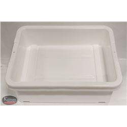 LOT OF 2 NEW 5" DEEP WHITE TOTE BOXES / BUS PANS