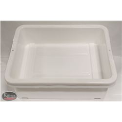 LOT OF 2 NEW 5" DEEP WHITE TOTE BOXES / BUS PANS