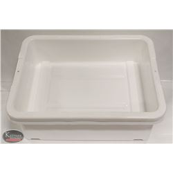 LOT OF 2 NEW 5" DEEP WHITE TOTE BOXES / BUS PANS